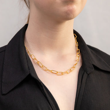 Sterling Silver Gold Plated Rectangle Twistlink 45cm Chain