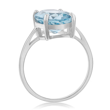 Sterling Silver Blue Topaz and Zirconia Oval Ring