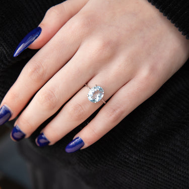 Sterling Silver Blue Topaz and Zirconia Oval Ring