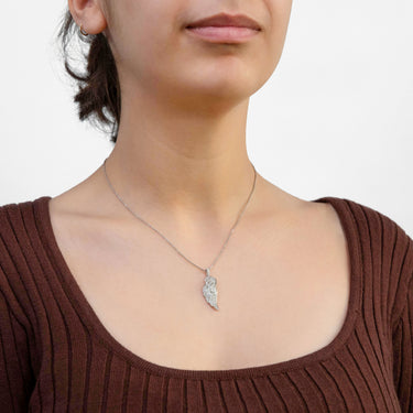 Sterling Silver Rhodium Plated Cubic Zirconia On Angel Wings Pendant On 40+5cm Chain