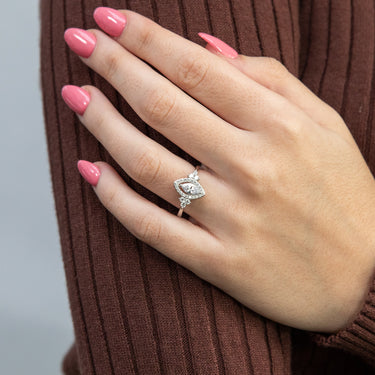 Sterling Silver Rhodium Plated Cubic Zirconia Marquise Ring