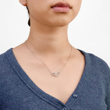 Sterling Silver Rhodium Plated Cubic Zirconia On Interconnecting Links 40+5cm Chain