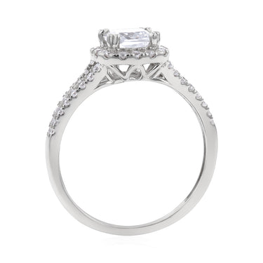 Sterling Silver Rhodium Plated White Cubic Zirconia Cushion Ring