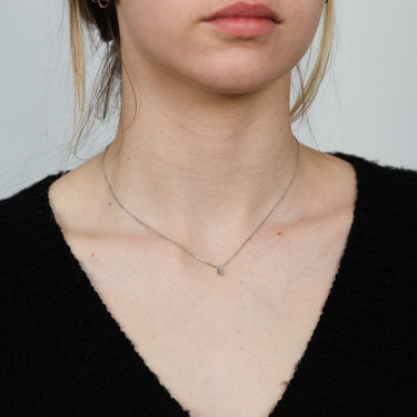 Sterling Silver Rhodium Plated White Cubic Zirconia Pendant on 40+5cm Chain