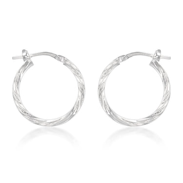 Sterling Silver Twisted 15mm Hoop Earrings