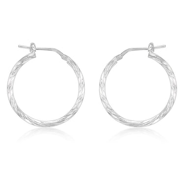 Sterling Silver Twisted 20mm Hoop Earrings