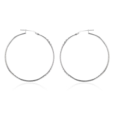 Sterling Silver Diamond Cut 40mm Hoop Earrings