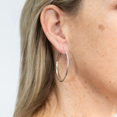 Sterling Silver Diamond Cut 40mm Hoop Earrings