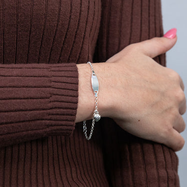 Sterling Silver Heart Charm Belcher ID 18cm Bracelet