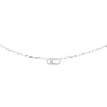 Sterling Silver Cubic Zirconia On Chunky Link Pendant 45cm Chain