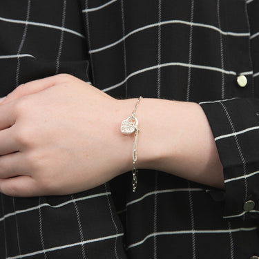 Sterling Silver Fancy 19cm Padlock Bracelet