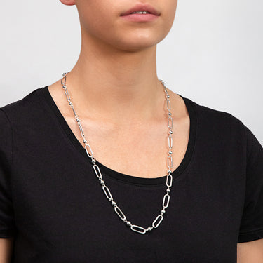 Sterling Silver Link And Ball Fancy 70cm Chain