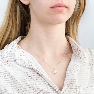 Sterling Silver Round Zodiac/Star Sign Gemini Pendant