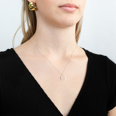 Sterling Silver Round Zodiac/Star Sign Aquarius Pendant