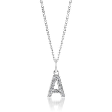 Sterling SilverCubic Zirconia Initial "A" Pendant