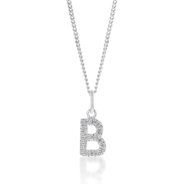 Sterling Silver Cubic Zirconia Initial "B" Pendant