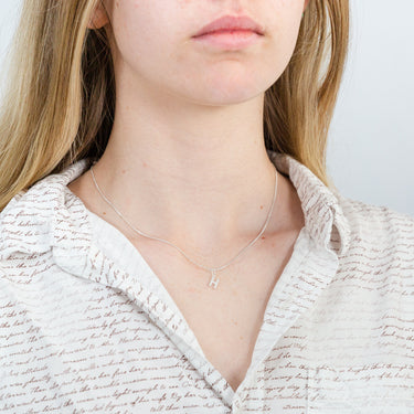 Sterling Silver Cubic Zirconia Initial "H" Pendant