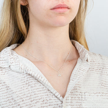 Sterling Silver Cubic Zirconia Initial "W" Pendant