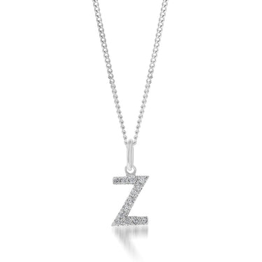 Sterling Silver Cubic Zirconia Initial "Z" Pendant