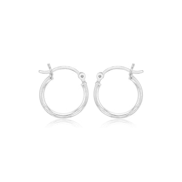 Sterling Silver Plain Round 15mm Hoop Earrings