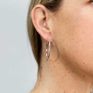 Sterling Silver Diamond Cut 40mm Hoop Earrings