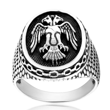 Sterling Silver Eagle On Oval Antique Ring