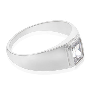 Sterling Silver Cubic Zirconia Rectangular Ring