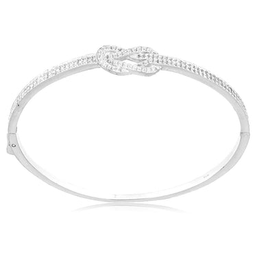 Sterling Silver Cubic Zirconia Knot Hinged Bangle