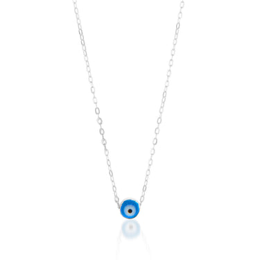 Sterling Silver Evil Eye Pendant On 42+3cm Chain