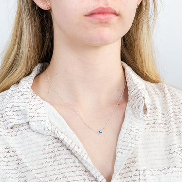 Sterling Silver Evil Eye Pendant On 42+3cm Chain