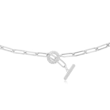Sterling Silver Paperclip With T Bar Clasp 45cm Chain