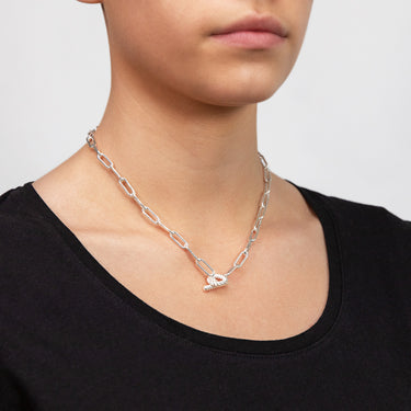 Sterling Silver Paperclip With T Bar Clasp 45cm Chain