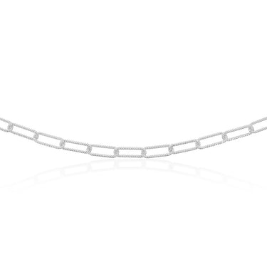 Sterling Silver Patterned Paperclip 140 Gauge 45cm Chain