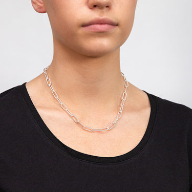 Sterling Silver Patterned Paperclip 140 Gauge 45cm Chain