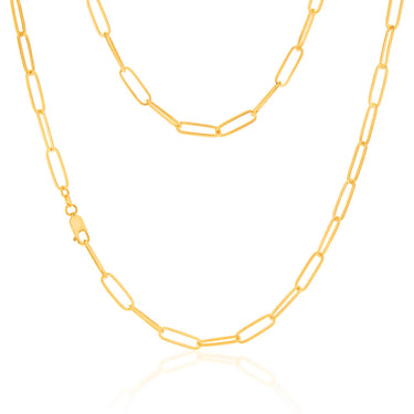 Sterling Silver Gold Plated Paperclip 110 Gauge 60cm Chain