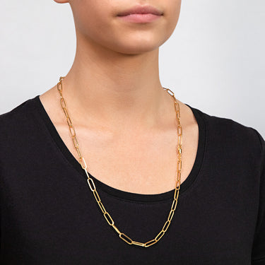 Sterling Silver Gold Plated Paperclip 110 Gauge 70cm Chain