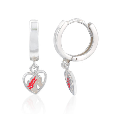 Sterling Silver Unicorn Heart On Hoop Earrings