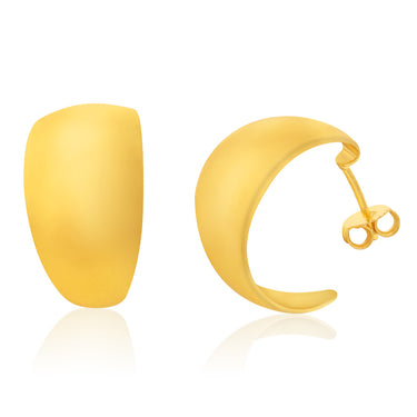 Sterling Silver Gold Plated Plain 22mm Half Hoop Earrings