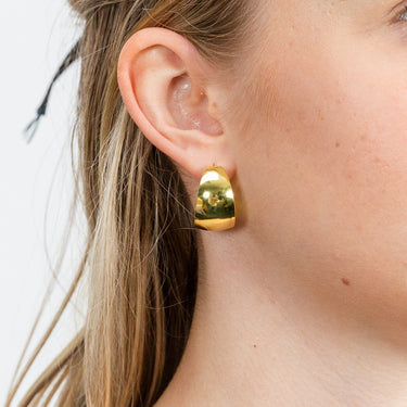 Sterling Silver Gold Plated Plain 22mm Half Hoop Earrings