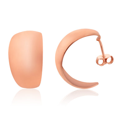Sterling Silver Rose Gold Plated 22mm Half Hoop Earrings