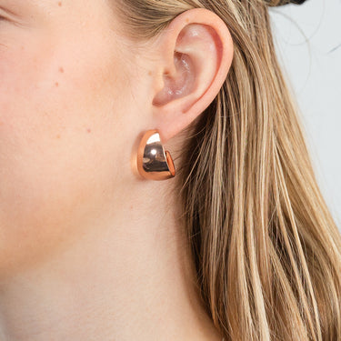 Sterling Silver Rose Gold Plated 22mm Half Hoop Earrings