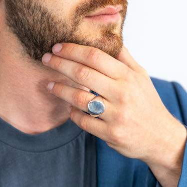 Sterling Silver Plain Oval Gents Ring