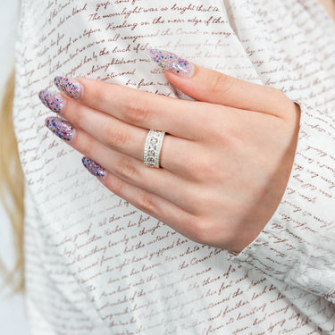 Sterling Silver Cubic Zirconia Broad Fancy Ring