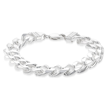 Sterling Silver Bevelled Curb 350 Gauge 21cm Bracelet