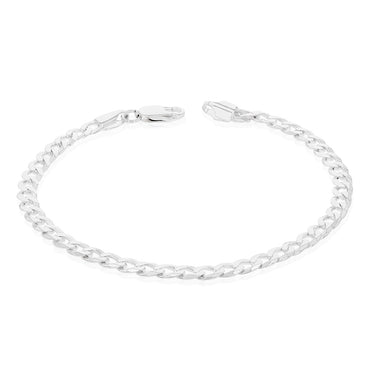 Sterling Silver Bevelled Curb 120Gauge 21cm Bracelet