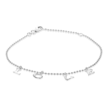 Sterling Silver Love Charm 16+3cm Bracelet