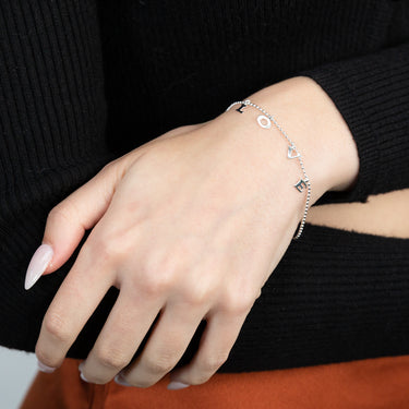 Sterling Silver Love Charm 16+3cm Bracelet