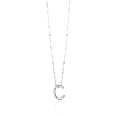 Sterling Silver Cubic Zirconia Initial "C" Pendant On 39+3cm Chain