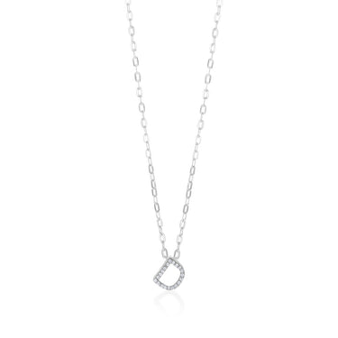 Sterling Silver Cubic Zirconia Initial "D" Pendant On 39+3cm Chain