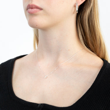 Sterling Silver Cubic Zirconia Initial "F" Pendant On 39+3 cm Chain